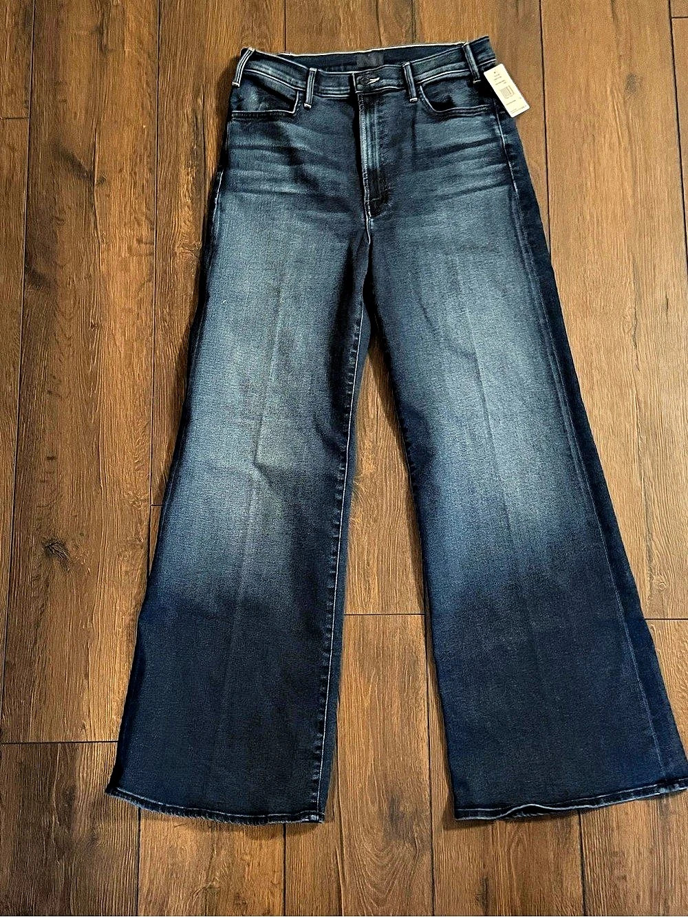 Mother The Hustler Roller Sneak Wide Leg Jeans in Blue Waist 32 NWT